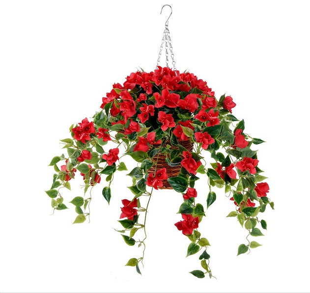 Hanging Basket with Artificial Flowers Basket with Artificial Etsy