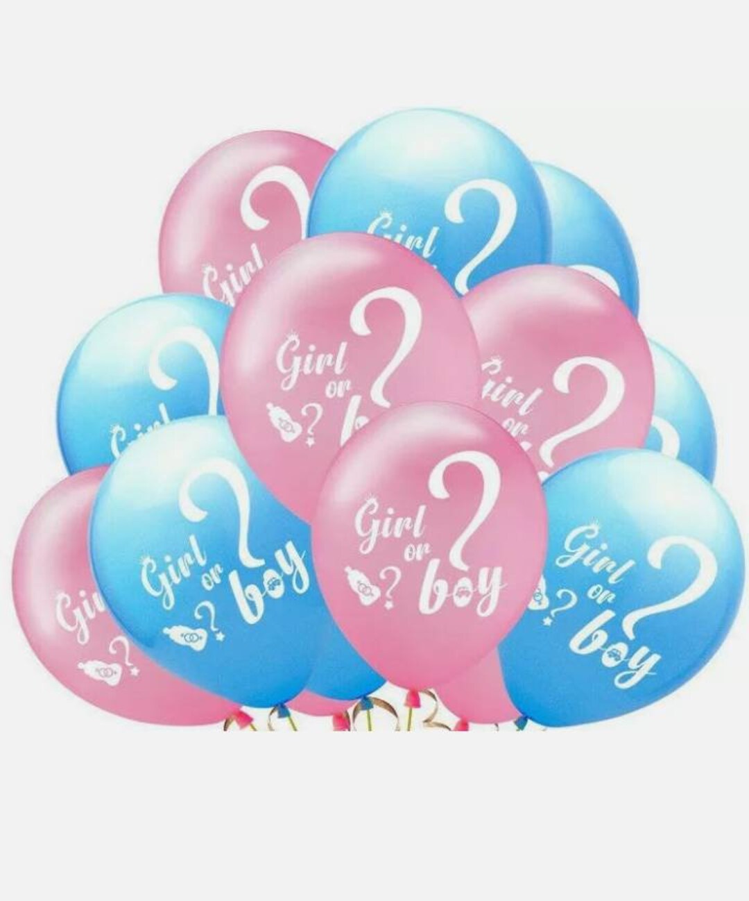 Ballon latex Baby Shower fille ou garçon en bleu et rose REF/48520