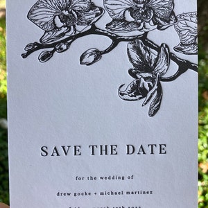 Custom Letterpress Double Sided Save The Date Cards with Blank Envelope | Letterpress Printed Luxury Bespoke Wedding Save the Date