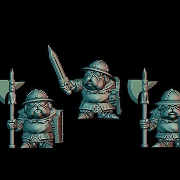 Pug town guards - dnd miniatures