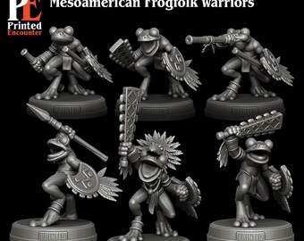 Printed encounter - Mesoamerican Frogfolk Warriors - Frogfolk Guards - Frogfolk Samurai