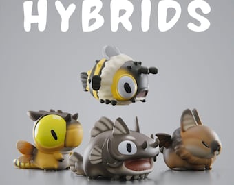 Grumpii art - Puffiibee - Dragonfly - Catfish - Batbunnii