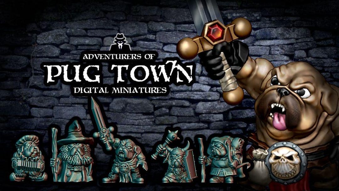Pug Power Ranger Pug Town - Adventure Pugs - Pug Ranger - Pug Cleric - Pug Barbarian ...