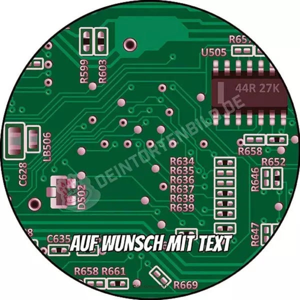 Tortenaufleger Geburtstag personalisiert Fondant Zuckerbild essbar Motiv: Technik Leiterplatte