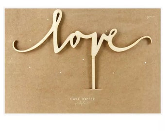 PARTYDECO CAKE TOPPER love - holz