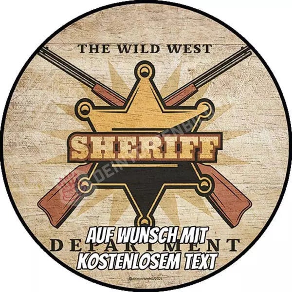 Tortenaufleger Geburtstag personalisiert Fondant Zuckerbild essbar Motiv: Wilder Westen Logo Sheriff