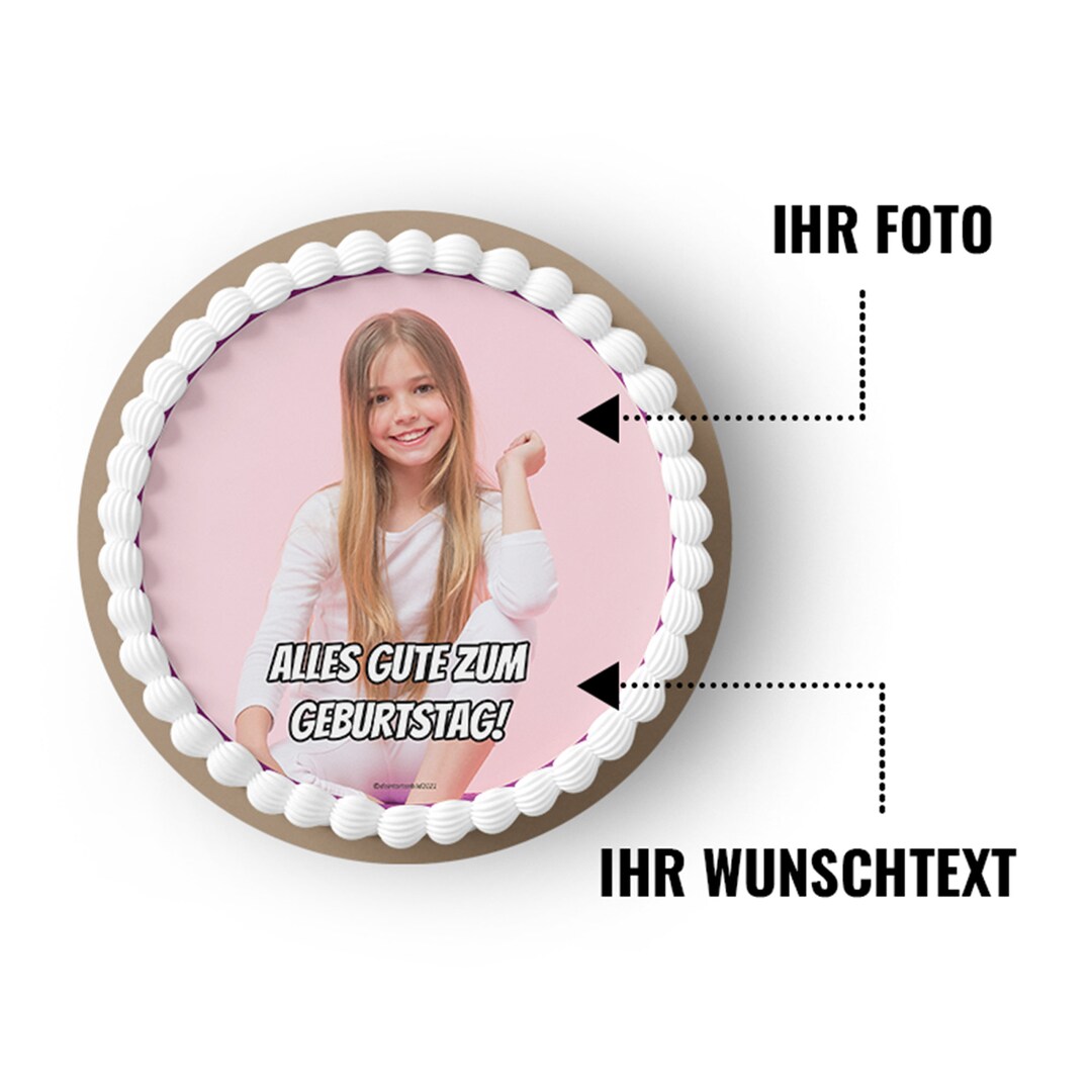 DEIN TORTENBILD – Essbarer Tortenaufleger Aus Fondant, Personalisierbar Mit Namen | Ideal Für Geburtstagstorten, 20 Cm Durchmesser