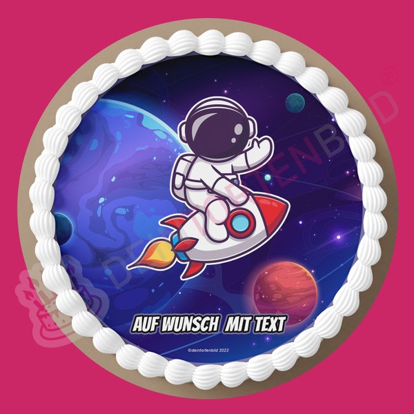 Cake topper birthday personalized fondant icing edible astronaut on rocket