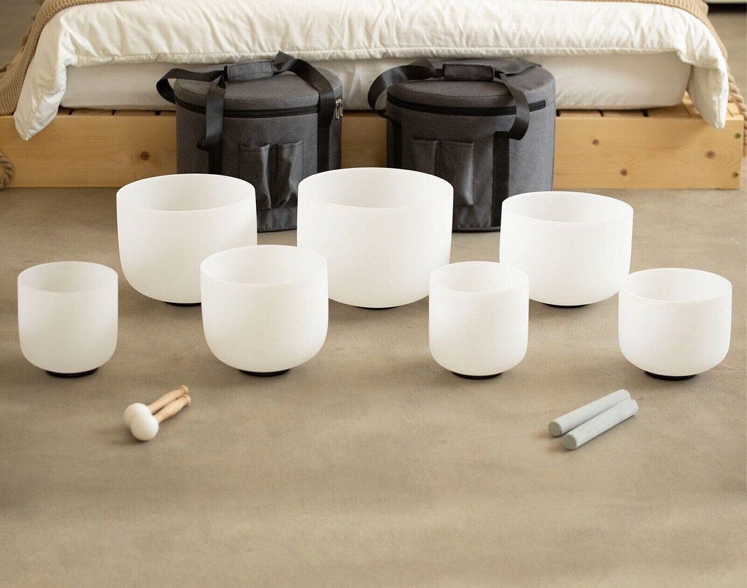 Quartz Crystal Singing Bowls 7pcs Set 432hz With Accessories2x Carry