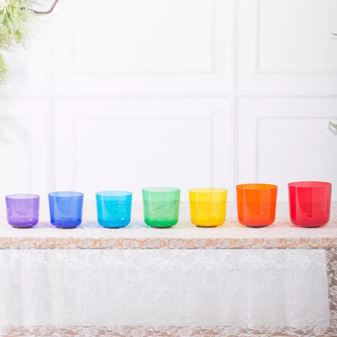 Clear Unique Colored Crystal Singing Bowl Set of 7 Bowls 432hz Etsy UK