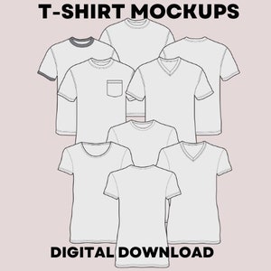 T-Shirt Mockup Bundle, Vector Tshirts Mock Ups, Customizable Template, ai, eps, png, svg, jpg T Shirt Design