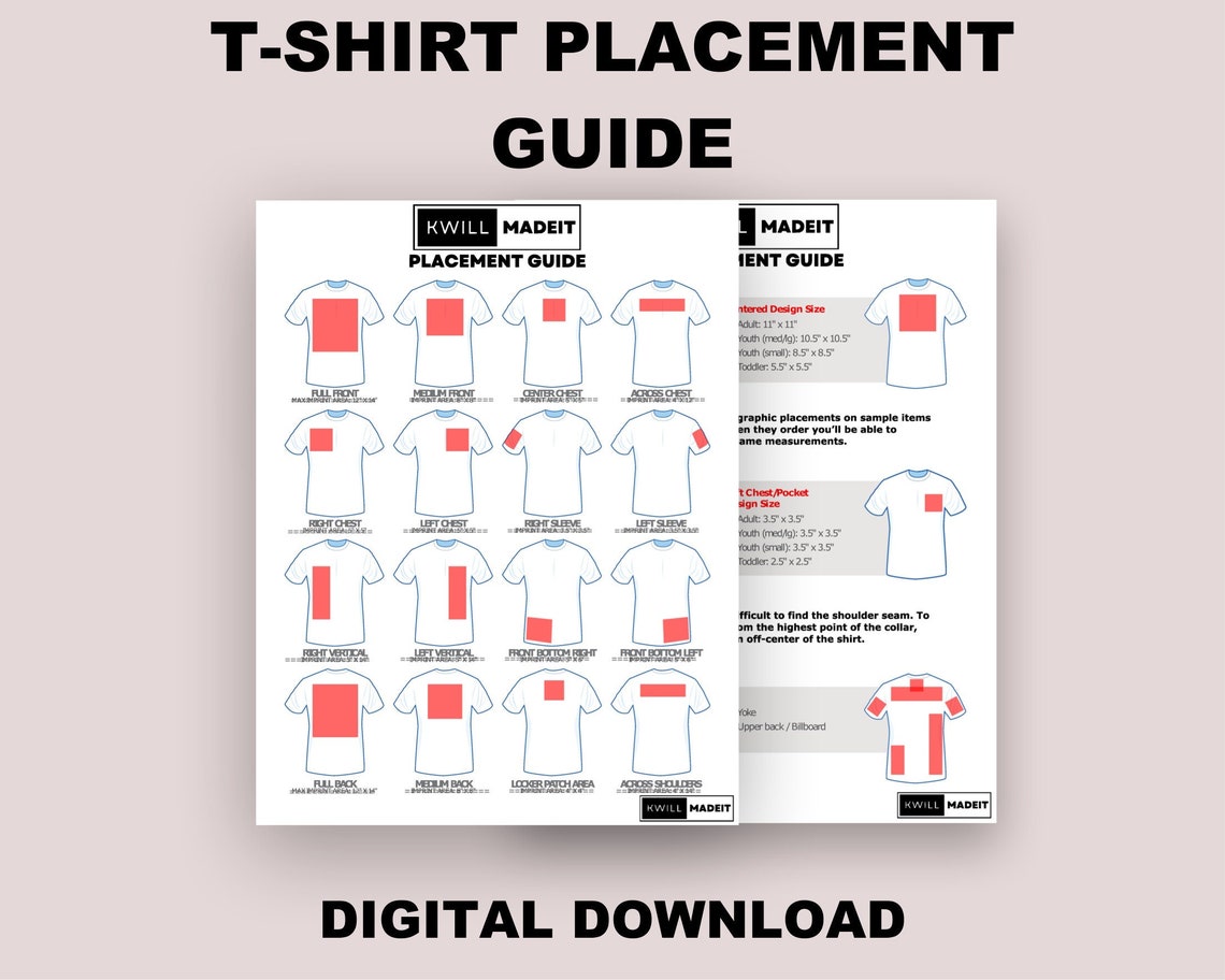 Tshirt Placement Guide Vinyl Placement Heat Transfer Vinyl Etsy