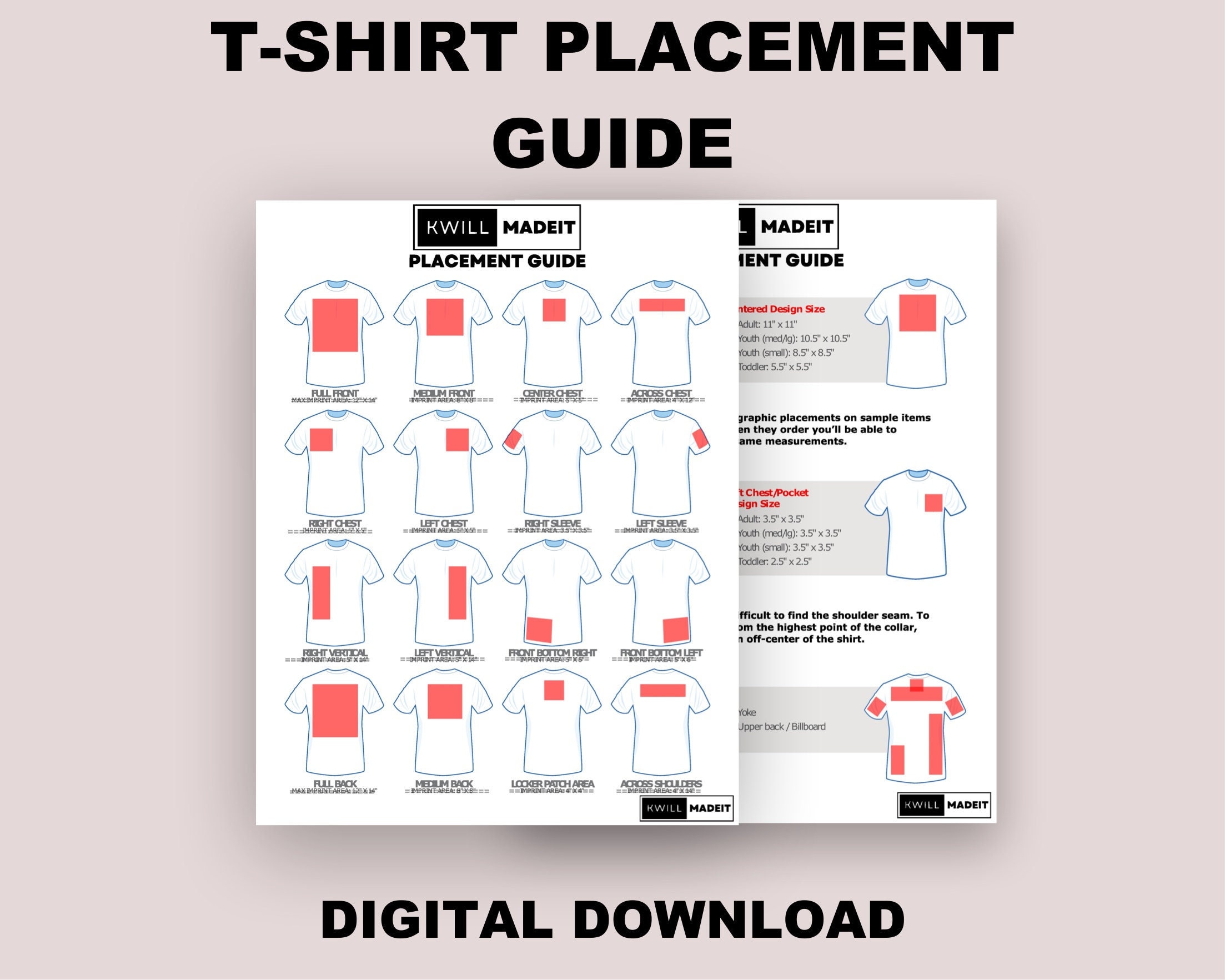 T Shirt Placement Guide Vinyl Placement Heat Transfer Vinyl Etsy