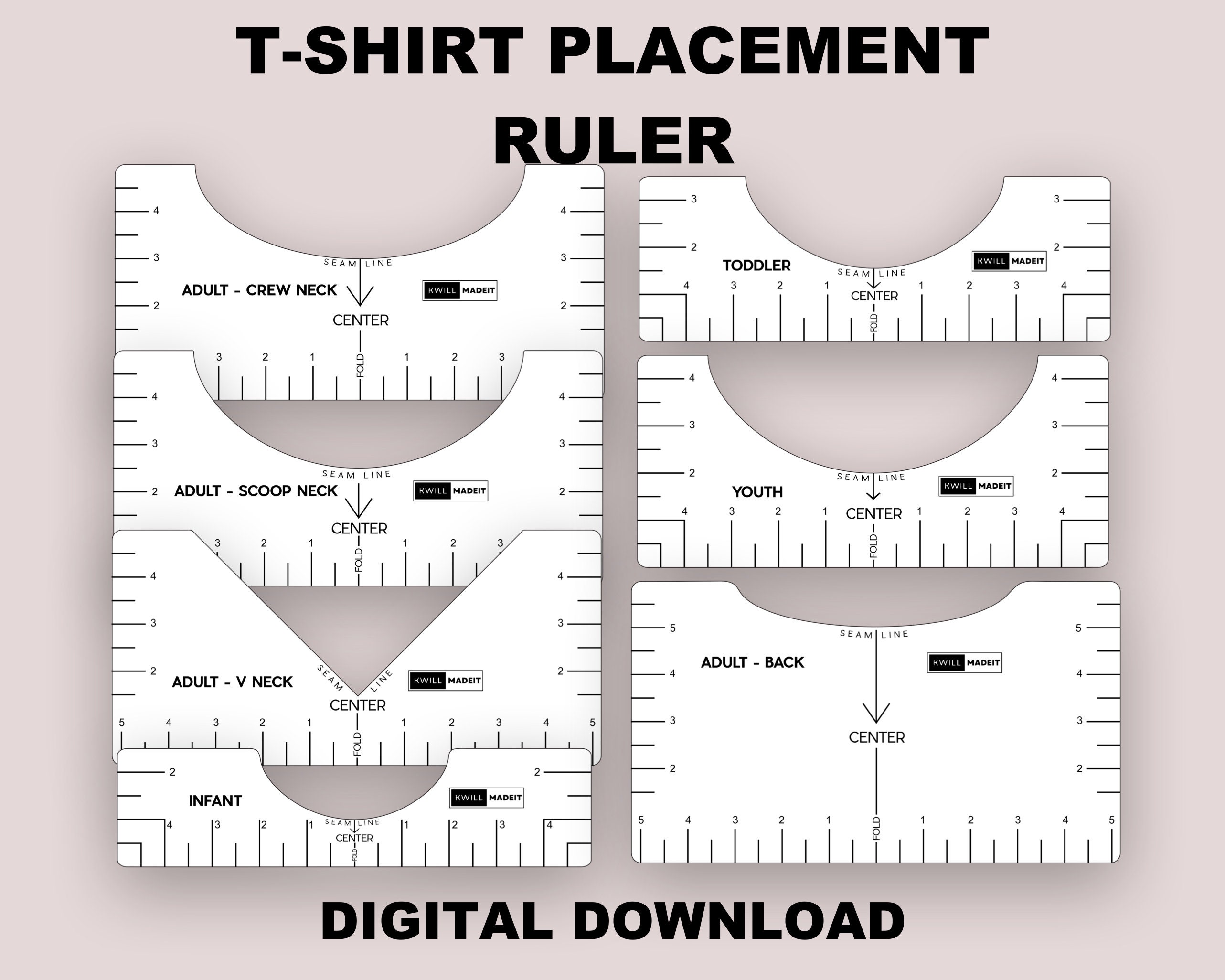 Tshirt Ruler Printable Bundle, T-shirt Alignment Tool Template