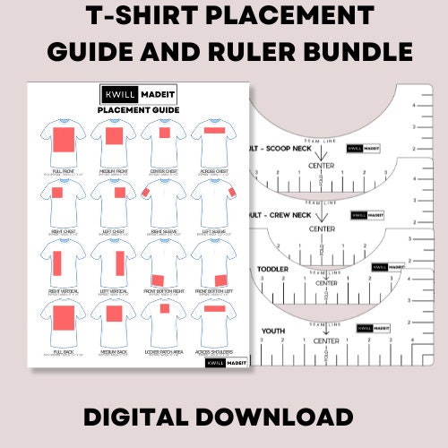 T-shirt Placement Guide and Ruler Bundle, Vinyl Placement Bundle, Heat ...