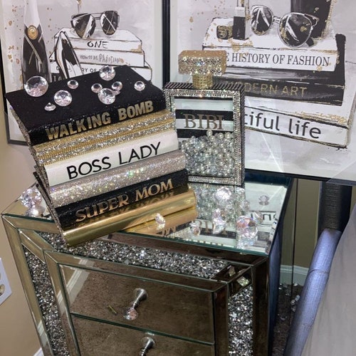 Bling Decor Book Stack Bling Books Glam Books Custom Made Etsy