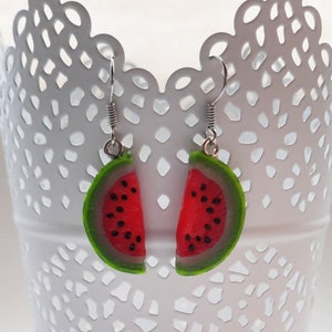 Watermelon Earrings Melon Earrings Mini Miniature Polymer Clay