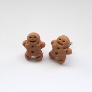 Gingerbread Earrings Gingerbread Christmas Polymer Clay Miniature Cookie Earrings Christmas Earrings Tiny Stud Earrings Christmasearrings