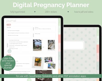 Digital Pregnancy Planner | Digital Pregnancy Journal | Fully Hyperlinked | for GoodNotes, Notability and other PDF annotation apps