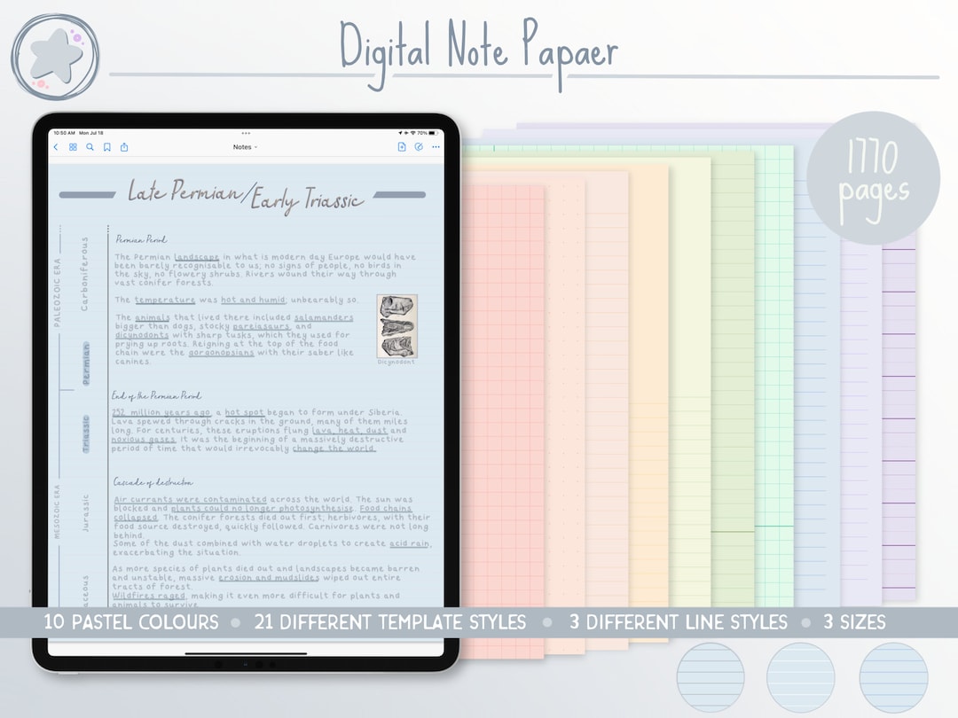 Digital Notepaper | Pastel Pack | Portrait | Student Note Taking ...
