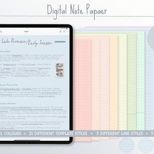 Digital Notepaper | Pastel Pack | Portrait  | Student Note Taking Templates | for GoodNotes, Noteshelf, Notability and PDF annotation apps |
