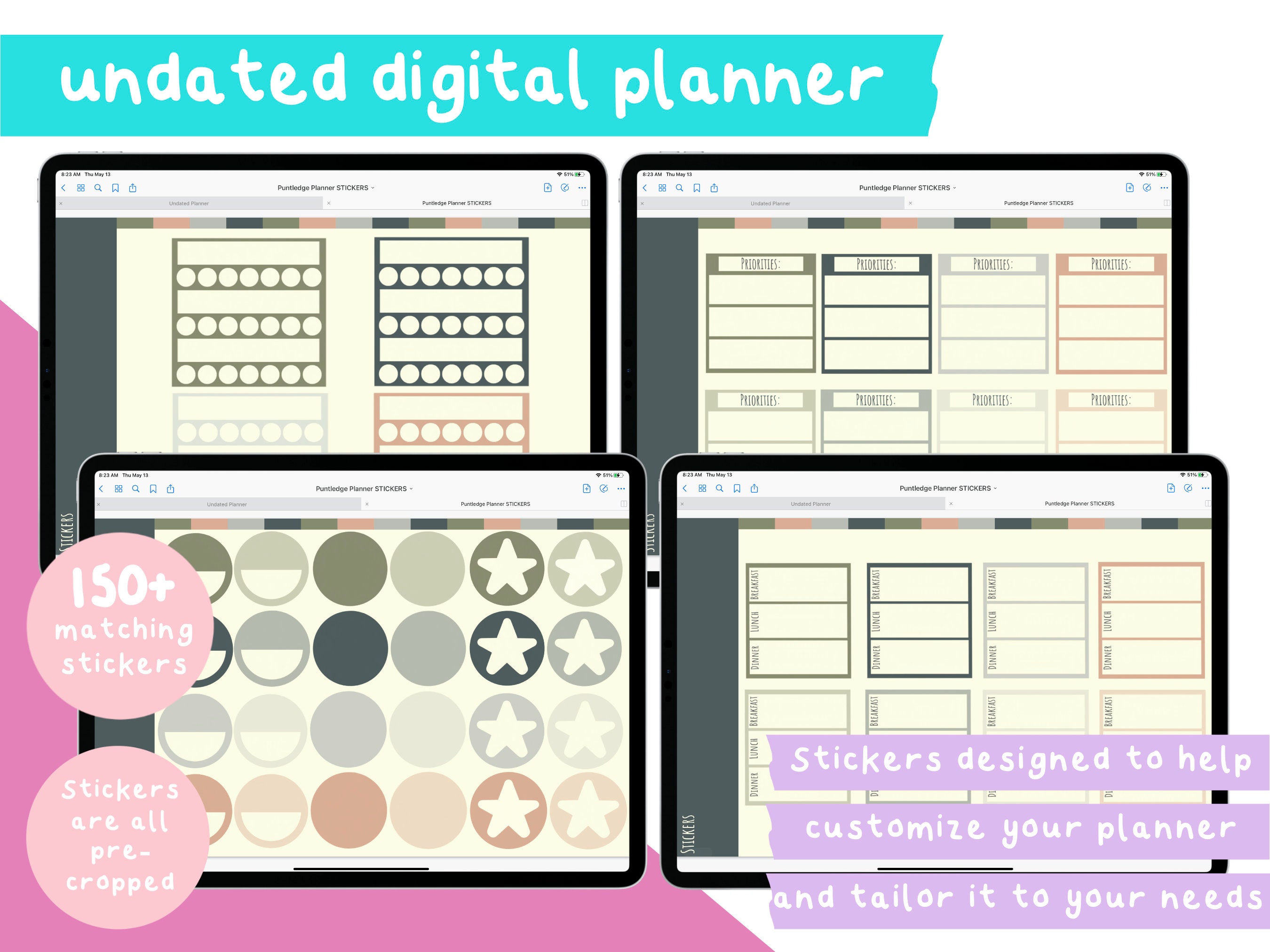 Undated Digital Planner for Goodnotes and Notability | iPad Digital ...