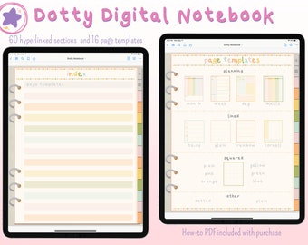 Digital Dotty Notebook | 12 Hyperlinked Tabs | Digital Notebook for GoodNotes and Notability | Digital Planner | Digital Journal |