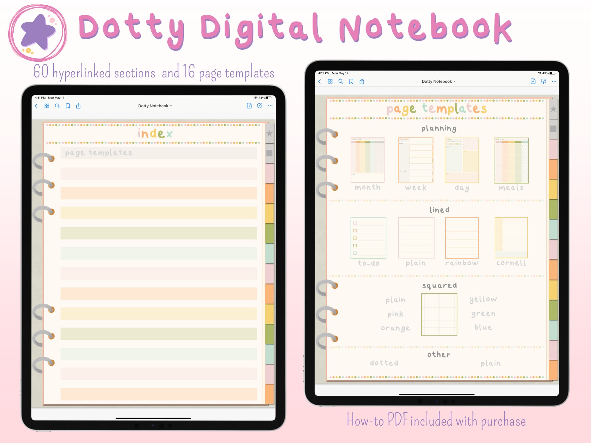 Digital Dotty Notebook 12 Hyperlinked Tabs Digital Notebook for ...