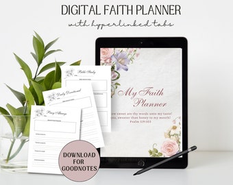 Digital Faith Journal, Christian Digital Devotional Journal, Prayer Planner, Gratitude, Bible Study Journal for women, Journal for Goodnotes