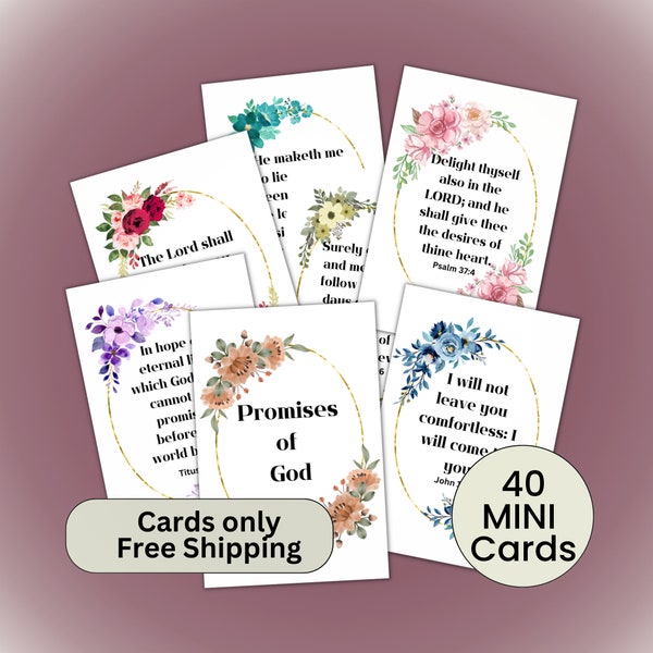 KJV Scripture Cards, Printed Bible Verse Cards, Bible Memory Card, Promises of God, Daily Verse, Christian Inspirational, Gifts for Women