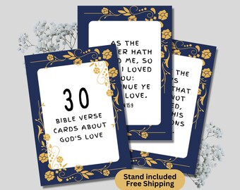 Scripture Cards with stand, Daily Bible Verse Cards with holder, KJV Scripture Cards for women, Love Bible Verse Cards, Memory Bible Verse