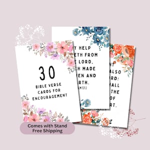 KJV Bible Verse Cards, Scripture Cards Set with holder, Bible Verses for Encouragement, Spiritual Gifts, Christian Gifts for her, Faith