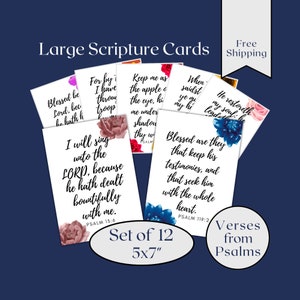 KJV Scripture Cards, Bible Verse Cards, Bible Memory Card, 5x7" Printed Bible Verse, Daily Bible Verse, Christian Gifts for Women, Set of 12