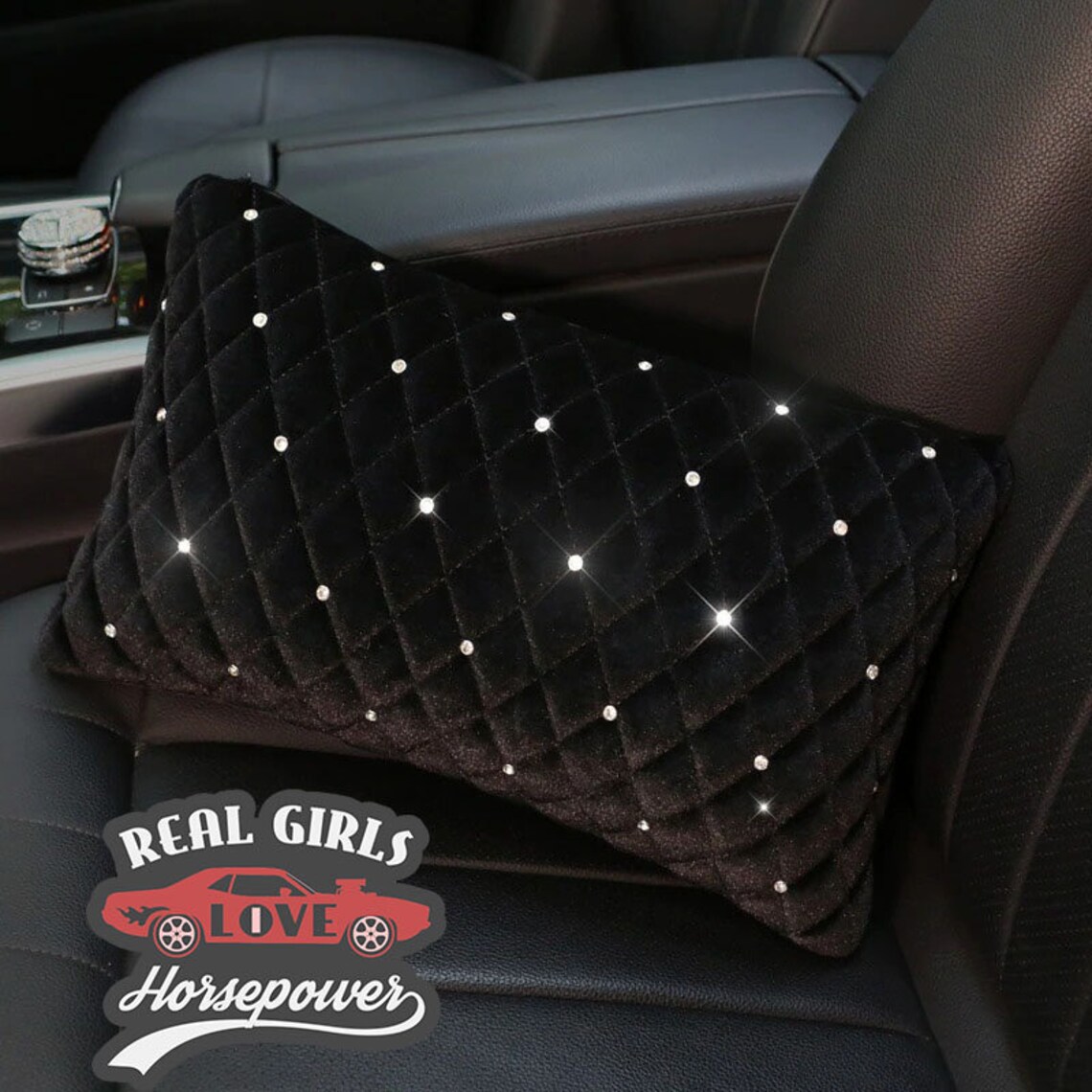 Bling Rhinestone Car Neck Pillow Winter Plush Crystal Auto Etsy