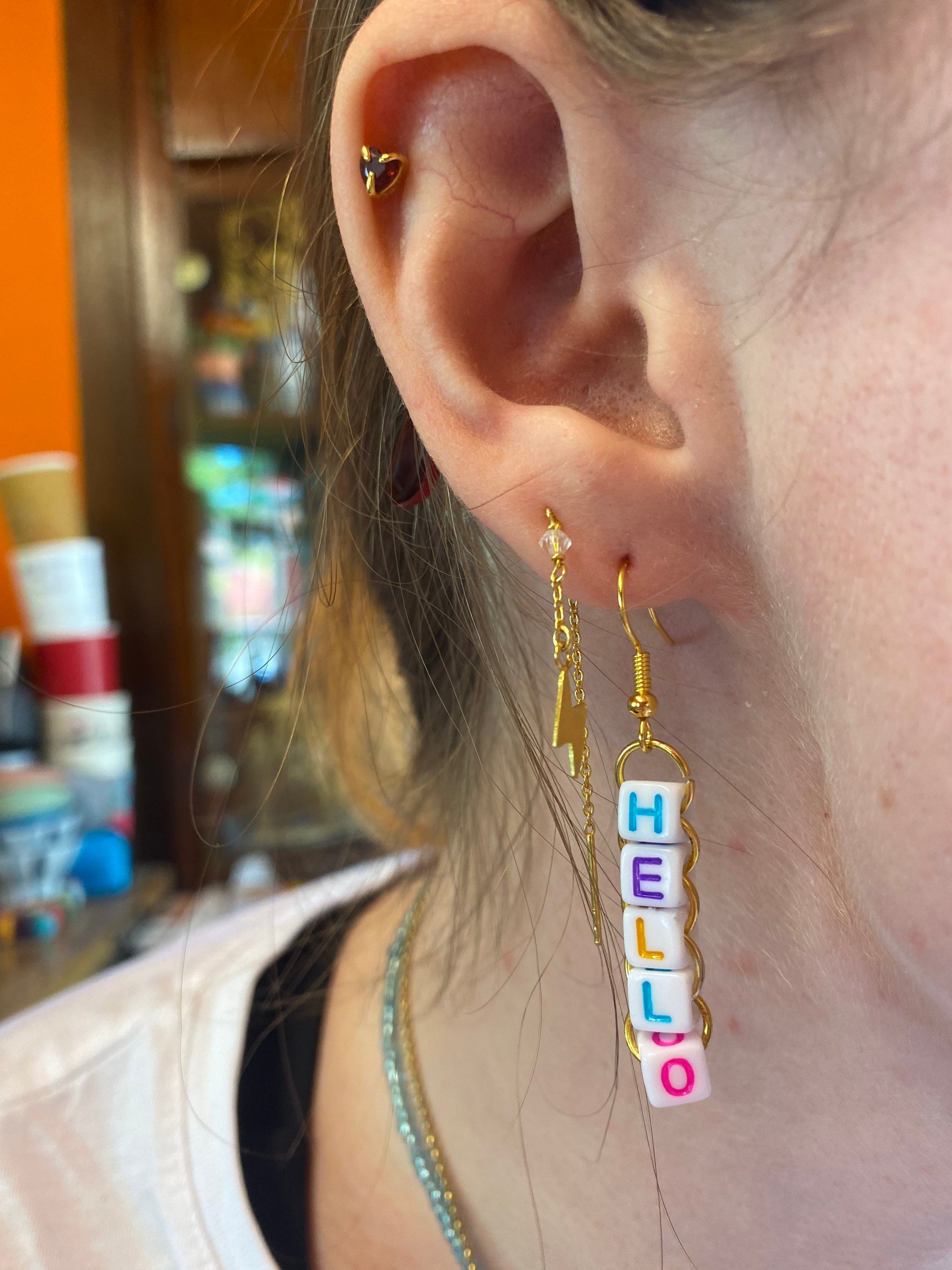 Custom Made Alphabet Bead Earrings Etsy