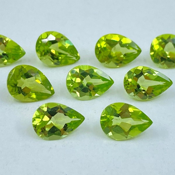 Peridot Faceted Pear Shape Loose Gemstones in a Range of Sizes from 4x2mm up to 15x6mm for Jewellery Making