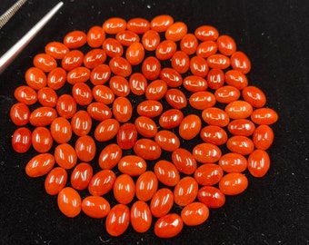 Piedras preciosas sueltas de cabujón de forma ovalada de coral rojo en 5x3 mm para la fabricación de joyas