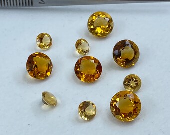 Citrine (Brazil) Natural Faceted Round Gemstones in Assorted Sizes Ranging from 1.5mm to 12mm for Jewellery Making