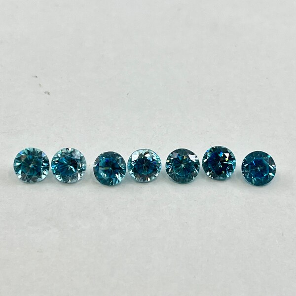 Blue Zircon Natural Faceted Round Shape Loose Gemstones from 2mm to 7-7.2mm for Jewellery Making