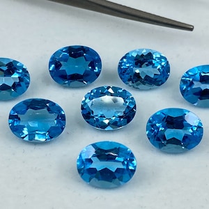 Swiss Blue Topaz Faceted Oval Shape Loose Gemstones in Assorted Sizes Ranging from 4x3mm to 18x13mm for Jewellery Making