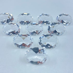 Natural White Crystal Faceted Oval Gemstones in Assorted Sizes from 10x8mm to 25x18mm for Jewellery Making