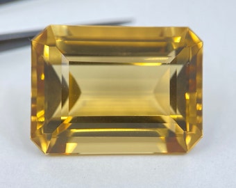 Citrine fine (Brésil) de 50,90 cts, pierre précieuse en vrac de forme octogonale à facettes de 27 x 20 mm pour la fabrication de bijoux