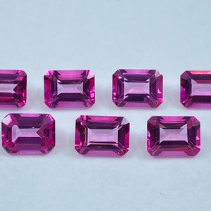Pink Topaz 8x6mm Faceted Octagon Shape Loose Gemstones For Jewellery Making