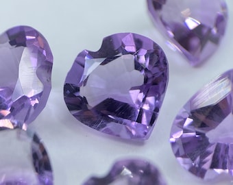 Amethyst (Brazilian) Faceted Heart Shape Loose Gemstones in Assorted Sizes from 4mm to 10mm for Jewellery Making