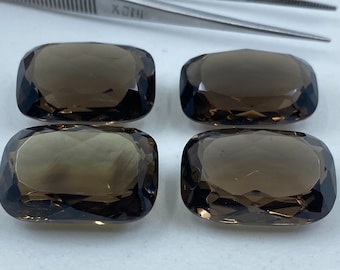 Large Size Smoky Quartz Faceted Antique Cut Loose Gemstone In 24x16mm For Jewellery Making