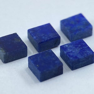 Lapis Lazuli Flat Straight Edge German Cut Square Shape Loose Gemstones in 4mm for Jewellery Making image 2