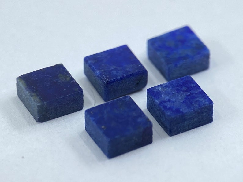 Lapis Lazuli Flat Straight Edge German Cut Square Shape Loose Gemstones in 4mm for Jewellery Making image 2