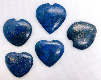 Lapis Lazuli (Afghanistan) Heart Shape Cabochon Top Drill Loose Gemstones For Jewellery Making 25mm & 30mm