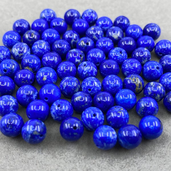 Lapis Lazuli (Afghanistan) AAA Quality Half Drilled Loose Beads in 4mm, 5mm & 6mm for Jewellery Making