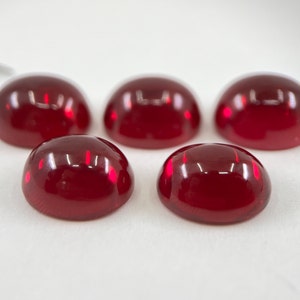 Synthetic Ruby Cabochon Corundum Oval Gemstones in 14x12mm, 10x8mm, 8x6mm & 6x4mm for Jewellery Making